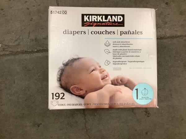 Kirkland Signature Diapers Size 1 (Up to 14 Pounds) 192 Count W/Exclusive Health and Outdoors Wipes Retail $73.45