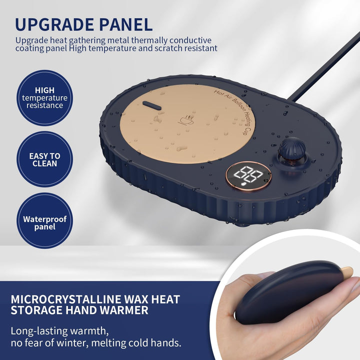 OVAS HOO Coffee Mug Warmer - Pressure-Activated Electric Coffee Warmer with 3 Temperature Settings, Includes Hand Warmer - Electric Beverage Warmer for Heating Coffee, Beverage, Milk, Tea, Wax and Hot