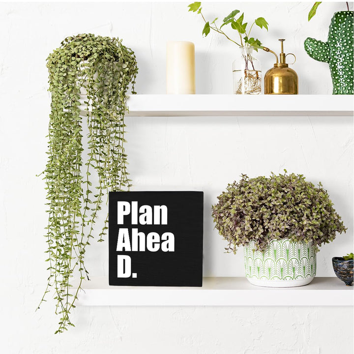 Unique Desk Decor Rustic Wooden Box Sign for Home Office Table Top Shelf Counter Sitter Family Bedroom Nursery Cubicle Bathroom Entryway Kitchen Garage Backyard Farm Living Room