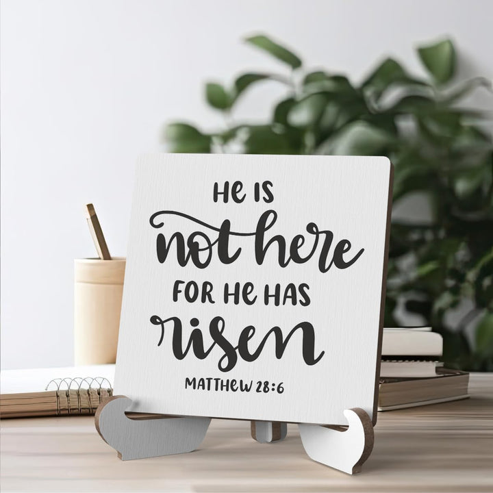 Bible Verse Table Desk Decor Inspirational Rustic Christian Wood Sign Plaque with Wooden Stand, Motivational Religious Positive Vintage Decor for Tabletop Desktop Shelf Shelves Countertop Washroom