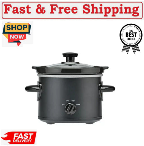 Mainstays 2 QT Slow Cooker  Matte Black Finish  Removeable Stoneware Pot  Model MS54100112165B Retail $11.48
