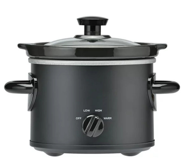 Mainstays 2 QT Slow Cooker  Matte Black Finish  Removeable Stoneware Pot  Model MS54100112165B Retail $11.48