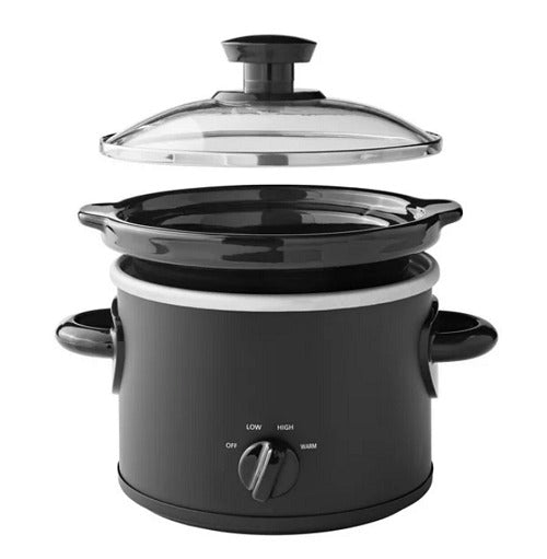 Mainstays 2 QT Slow Cooker  Matte Black Finish  Removeable Stoneware Pot  Model MS54100112165B Retail $11.48