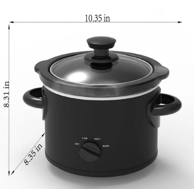 Mainstays 2 QT Slow Cooker  Matte Black Finish  Removeable Stoneware Pot  Model MS54100112165B Retail $11.48