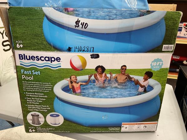 CLEARANCE- Bluescape Fast Set 10’ X 30” Round Inflatable Soft Sided Above Ground Pool Set Retail $40.00