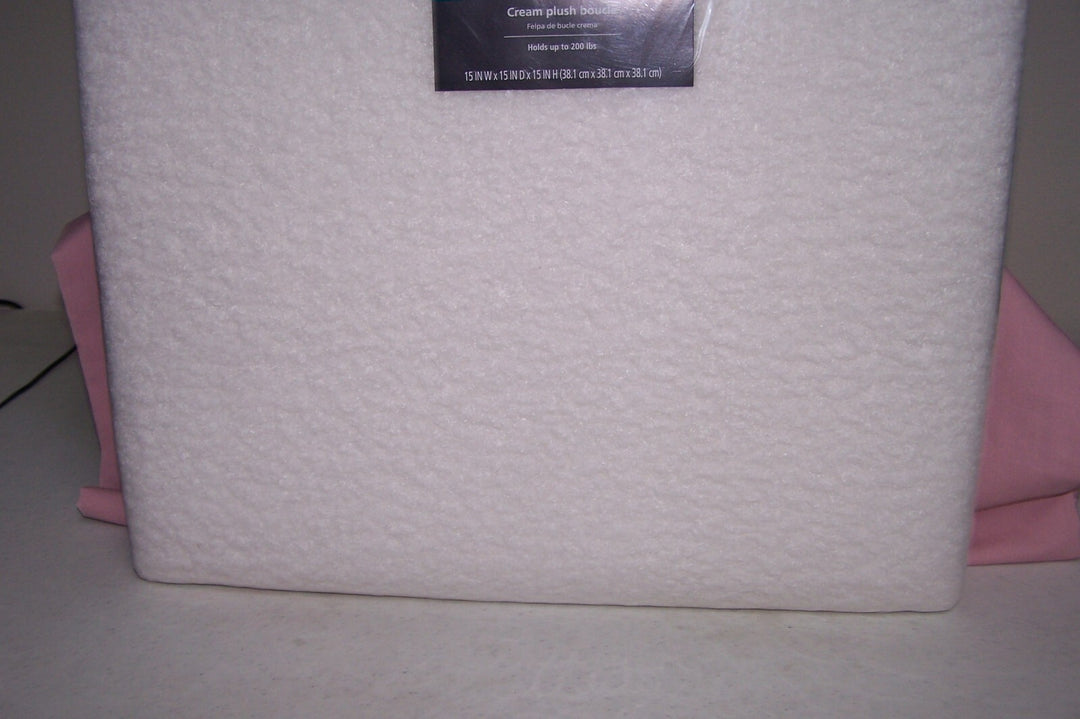 Mainstays Collapsible Storage Ottoman Square 15" X 15" X 15" Cream Plush Boucle