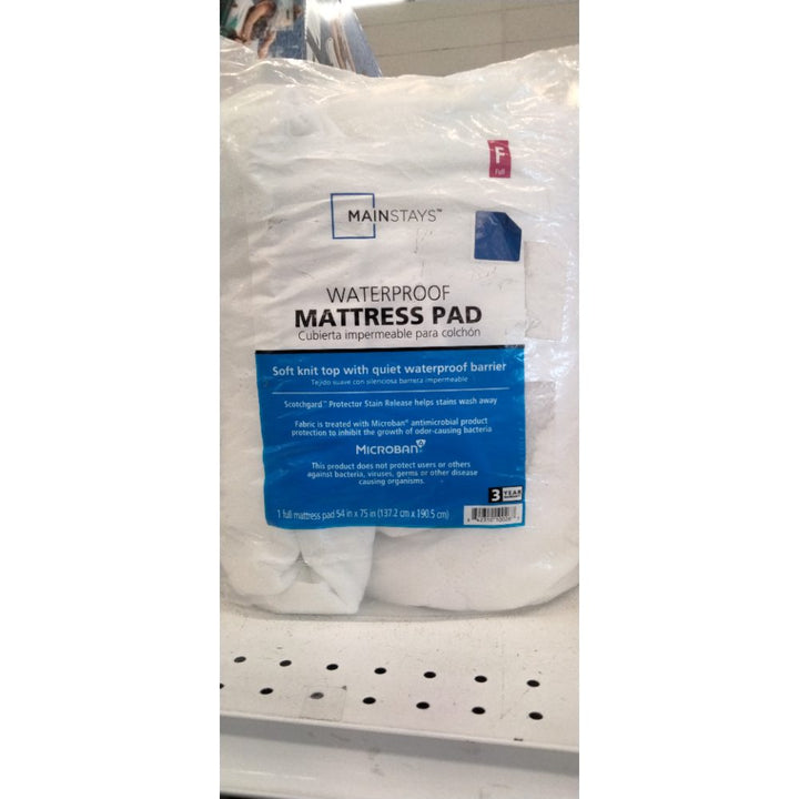 Mainstays Waterproof Mattress Pad  Full 54 in X 75 in