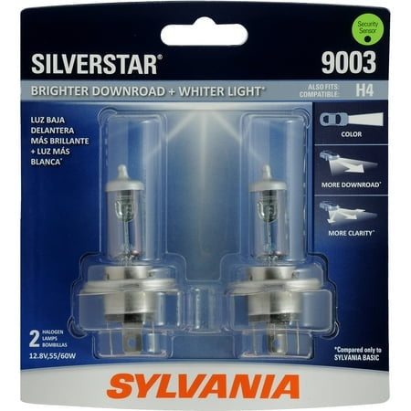 Sylvania 9003 SilverStar Halogen Headlight Bulb  2 Pack  Compatible with Multiple Cars