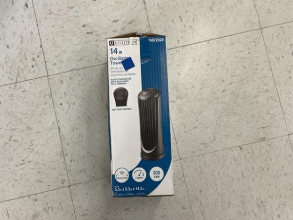 UTILITECH 14-Inch Oscillating Tower Fan - 3-Speed, 75° Oscillation Retail $17.00
