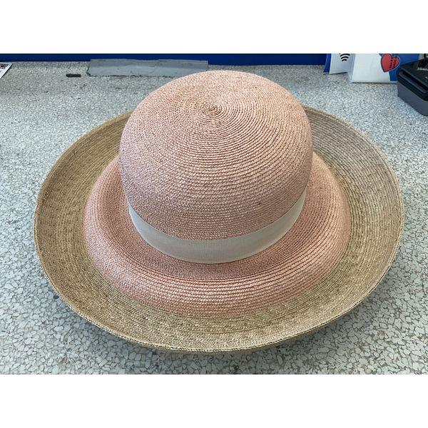 Straw Sun Hat - Pink & Natural Straw - Wide Brim Retail $35.00