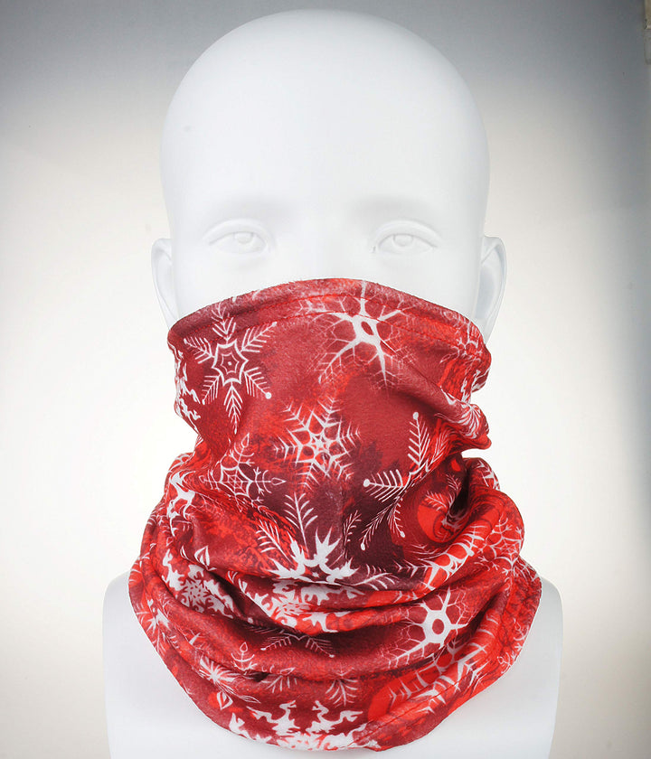 VIVIAN & VINCENT 2 Pack Winter Neck Warmer Gaiter Ski Fleece Warm Windproof Face Scarf Cover Mask for Snowboard Red Snowflake and Buffalo Plaid Black Green