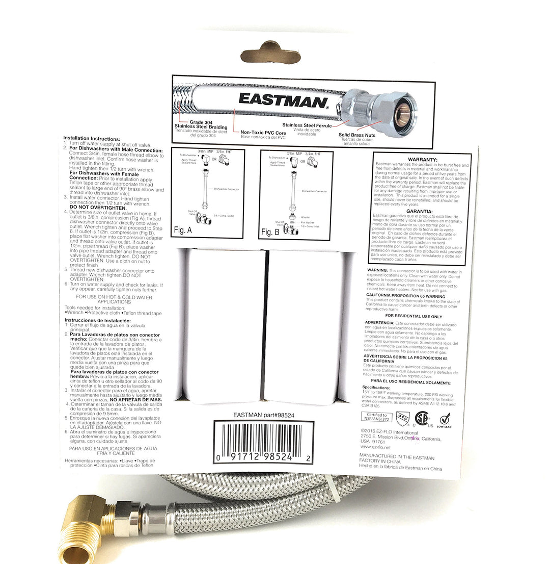 Eastman 8' Universal Dishwasher Connector