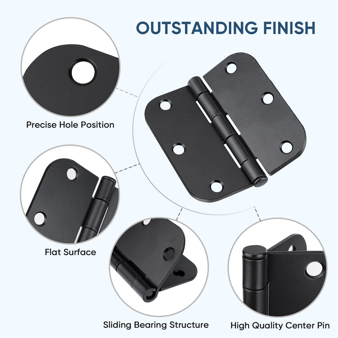 TICONN 18-Pack 3.5 Inch Door Hinges with Removable Pin, 3-1/2 x 3-1/2 Inch Iron Bifold Residential Doors Hardware (Square Corner, Polished Brass, 18 Pack)