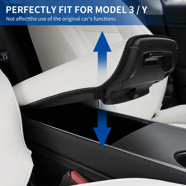 Wonarby Tesla Model 3/Y Armrest Accessories - Center Console Cover for Tesla - Car Armrest Box Cover Decoration Interior for Model 3 2017-2023 2024 2025 or Model Y 2020-2023 2024 2025 - White