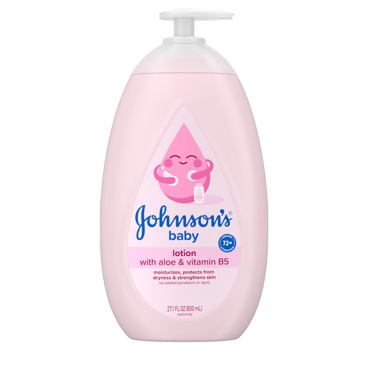 Johnson's Baby Lotion with Coconut Oil, Aloe Vera & Vitamin B5, 72 HR Hydration, Skin Moisturizer, Hypoallergenic, Safe for Newborn, Protects From Dryness &; Strengthens Skin, 27.1 fl. oz Retail $6.00