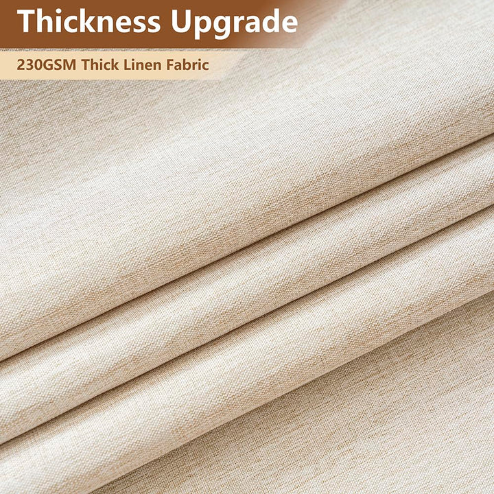 RINHARTEX Extra Long Linen Shower Curtain with Maple Leaves,Waterproof Cloth Shower Curtain Set with Plastic Hooks,Tall Hotel Luxury Fabric Shower Curtains for Bathroom-Cream/Beige-72 x78