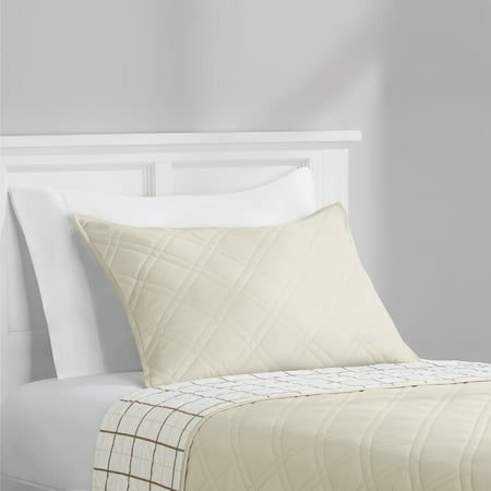 Mainstays Emmett Plaid Beige Quilt Sham  King (1-Piece)