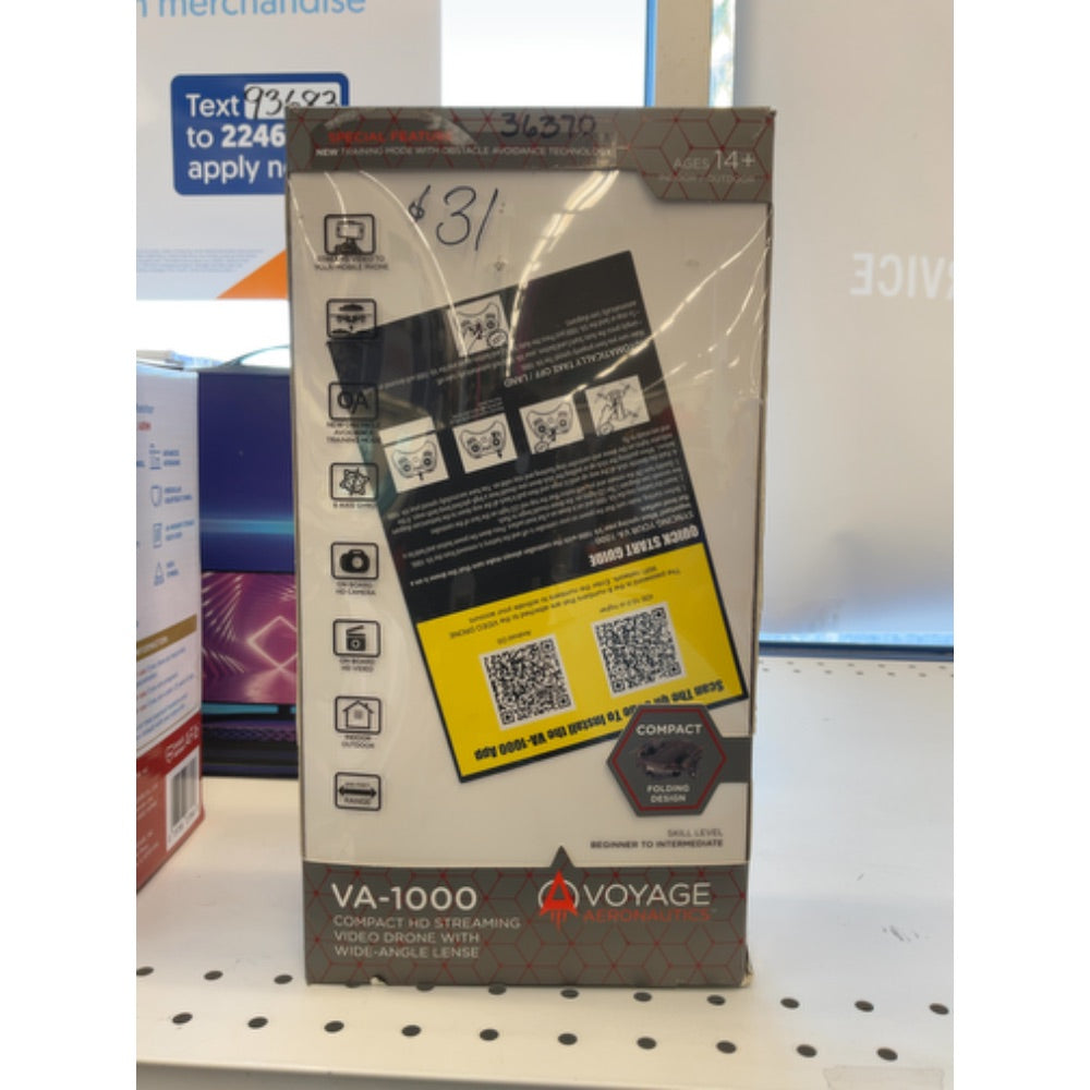 Voyage Aeronautics VA-1000 HD Streaming Drone with Wide-Angle Lens- Black Color - Size- 7 Inches