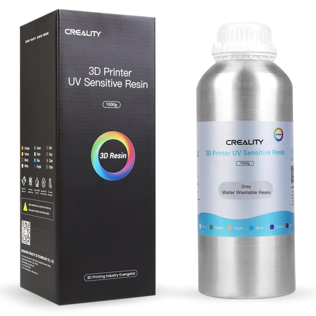 Creality Water Washable 3D Printer Resin with Low Viscosity and Fast Printing, High Precision Resin for LCD 3D Printers (Grey, 1kg)