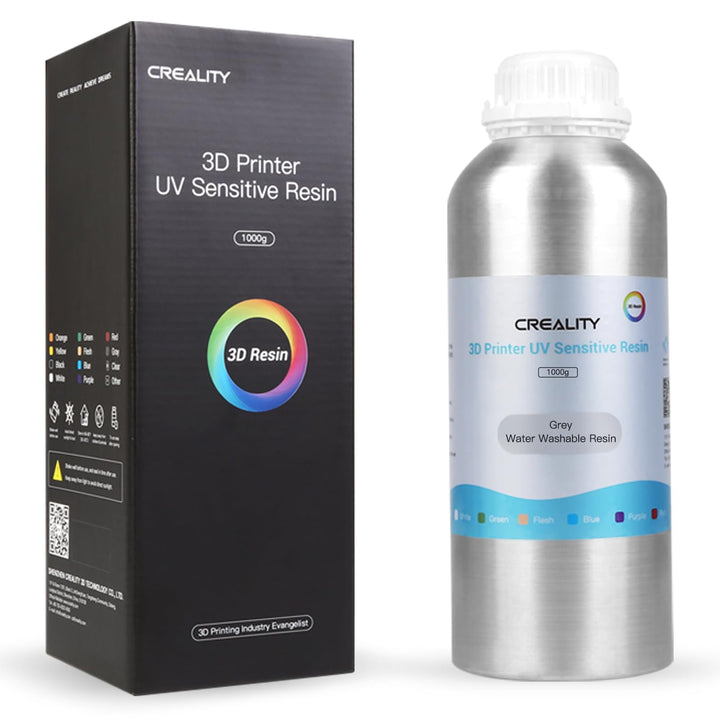 Creality Water Washable 3D Printer Resin with Low Viscosity and Fast Printing, High Precision Resin for LCD 3D Printers (Grey, 1kg)