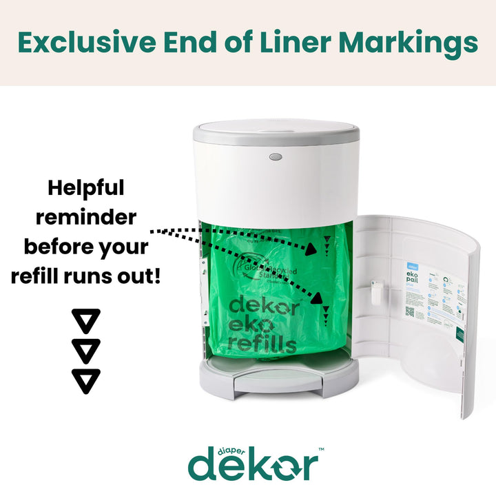 Diaper Dekor Classic Diaper Pail Refills, Most Economical Refill System | Quick & Easy to Replace | No Preset Bag Size Use Only What You Need | Exclusive End-of-Liner Marking, Multicolor