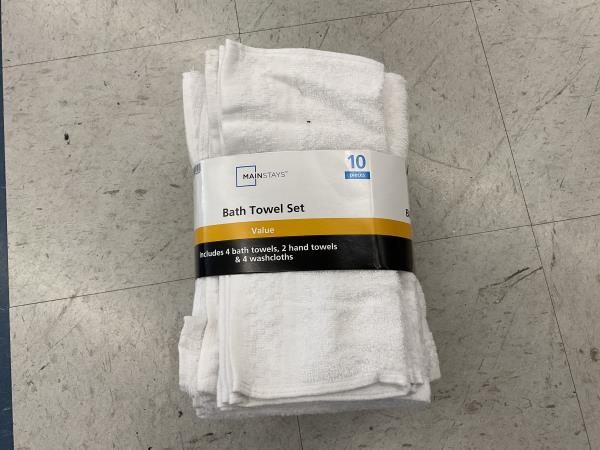 Mainstays 10 Piece Bath Towel Set with Upgraded Softness & Durability  White Retail $13.97