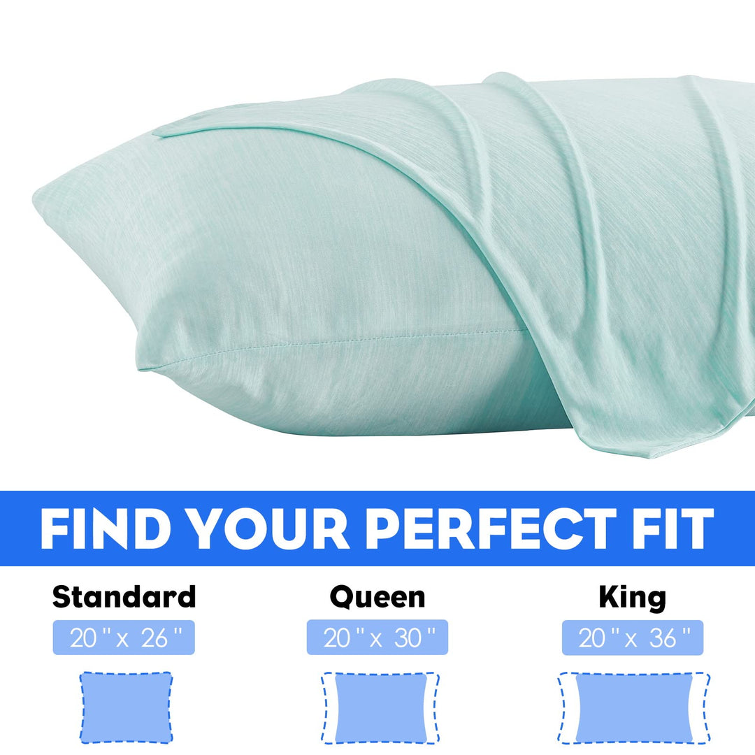 YIYEA Cooling Pillow Cases for Hot Sleepers & Night Sweats - Double-Sided Arc-Chill Q-max>0.5 Technology - Ultra Soft, Hypoallergenic and Anti-Static - Pillow Cases Standard Size Set of 2, Green