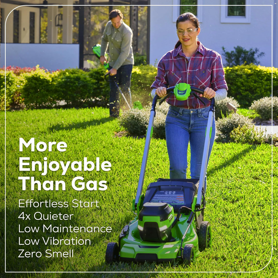 Greenworks 60V 21â€ Dual-Blade Self-Propelled Lawn Mower with (2) 5.0 Ah Batteries & Rapid Charger