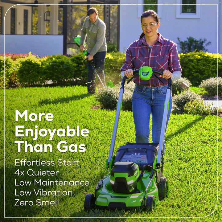 Greenworks 60V 21â€ Dual-Blade Self-Propelled Lawn Mower with (2) 5.0 Ah Batteries & Rapid Charger