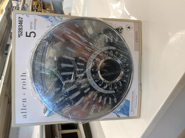 allen + roth Nottingham, 5-Spray Settings, Chrome Finish, Fixed Shower Head Retail $60.00