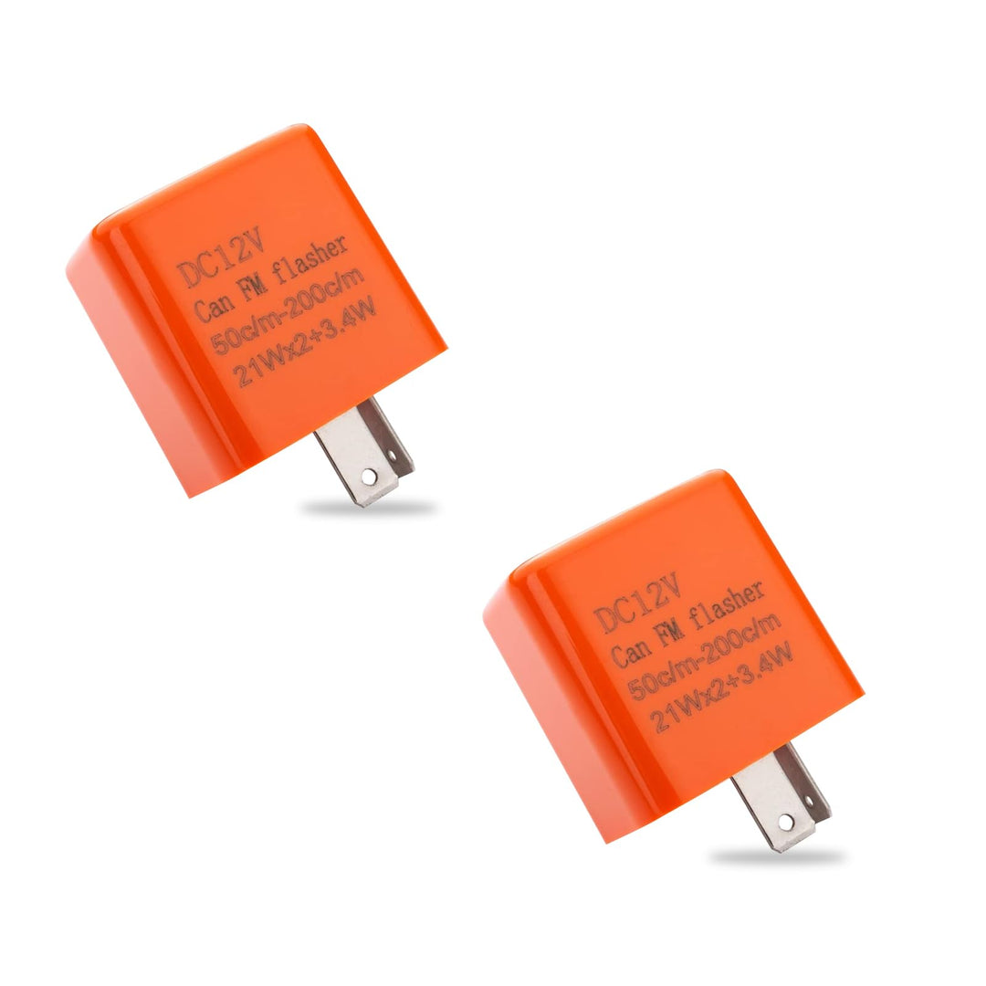 Hawyet 2 PCS 2-pin LED Car Steering Flasher Relay, 12V DC12 Adjustable Frequency Flasher Relay, Driving LED Turn Signal, Energy Saving and High Efficiency, Suitable for Cars and Motorcycles (Orange)