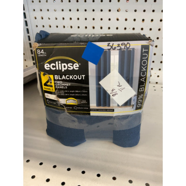 Eclipse Corte Indigo Solid Blackout Grommet Curtain Panel Pair  37  X 84