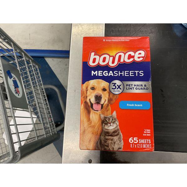 Bounce MEGASHEETS - Pet Hair & Lint Guard, Fresh Scent - 65 Sheets Retail $12.00