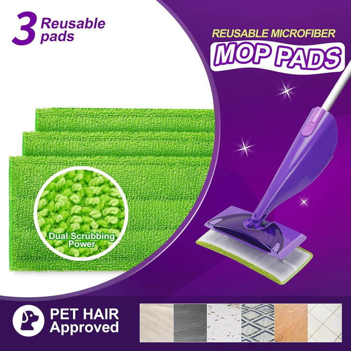 Star Maktion 3 Pack Mop Pads Compatible with Swiffer Wet Jet Mops, Washable Microfiber Mop Pads for Wet & Dry Use Mop Pad Refills, Durable and Fitting for Home/Office Cleaning (Green) Retail $13.00