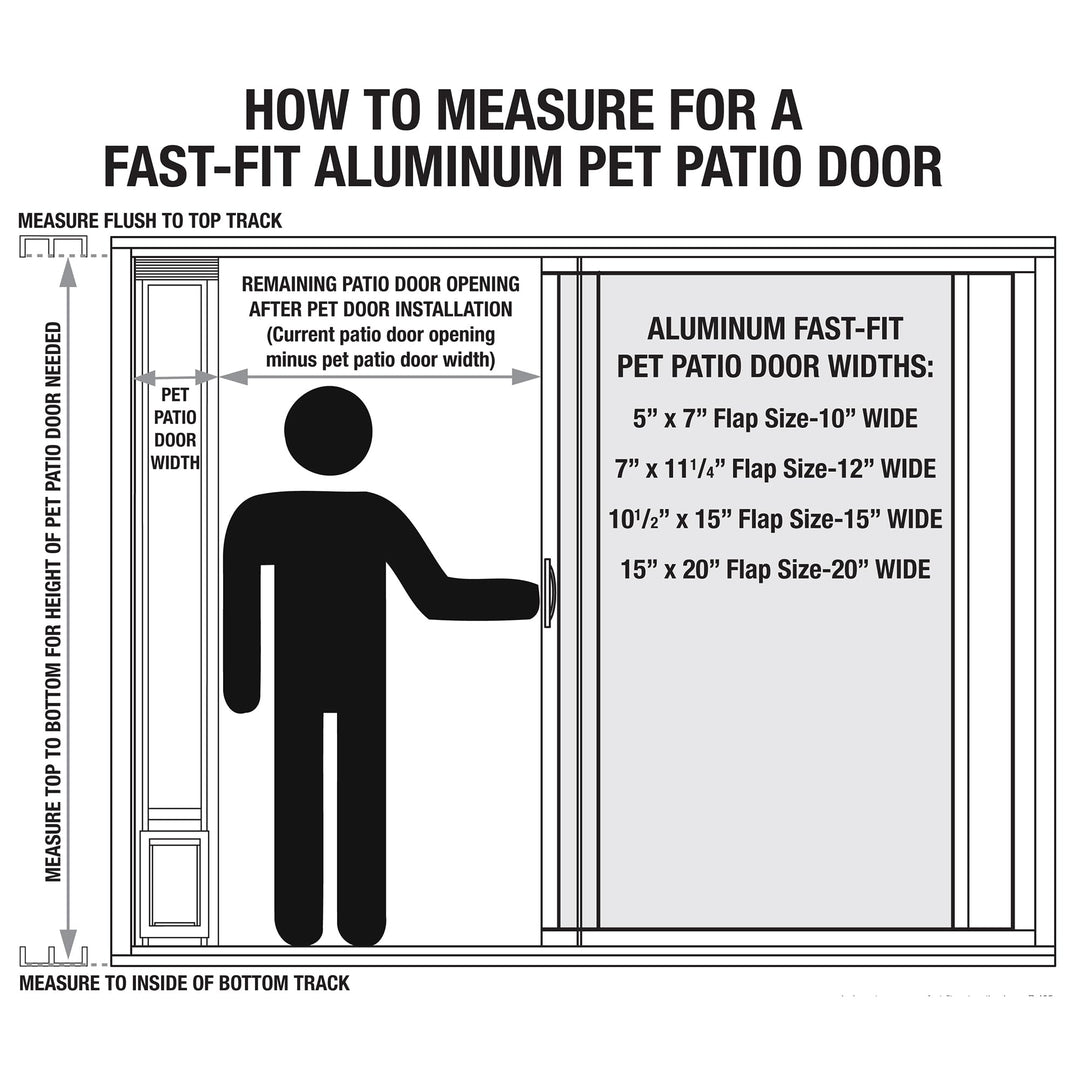 Ideal Pet Products Aluminum Pet Patio Door, Adjustable Height 77-5/8" to 80-3/8", 15" x 20" Flap Size, Mill/Silver