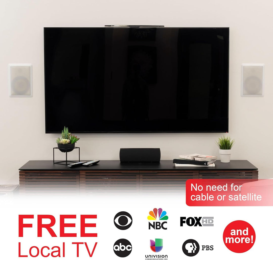 GE Hover Amplified HD Digital TV Antenna, Long Range Smart TV Antenna, Easy Mount on Top Design, Supports 4K 1080P HDTV VHF UHF, Indoor Amplified Signal Booster, 5ft Coax HDTV Cable/AC Adapter, 37075