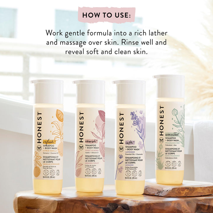 The Honest Company 2-in-1 Cleansing Shampoo and Body Wash for Sensitive Skin, Tear-Free, Hypoallergenic with Naturally Derived Ingredients, Fragrance-Free, 10 fl oz retail $9