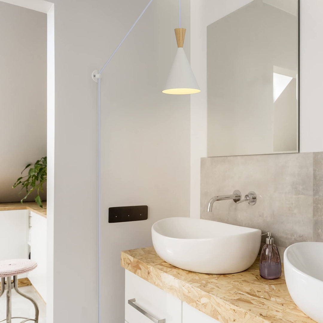 Modern plug in Pendant Light Kitchen, Adjustable chandelier hanging lamps that plug into wall outlet for Dining Room, Bedroom, Living room, ontemporary wall DÃ©cor white (No bulb)