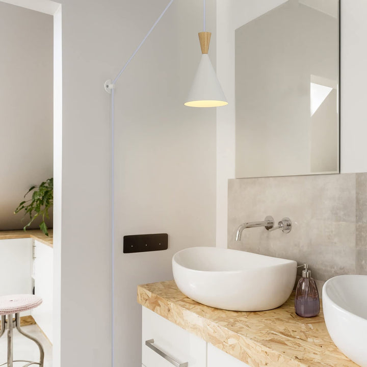 Modern plug in Pendant Light Kitchen, Adjustable chandelier hanging lamps that plug into wall outlet for Dining Room, Bedroom, Living room, ontemporary wall DÃ©cor white (No bulb)