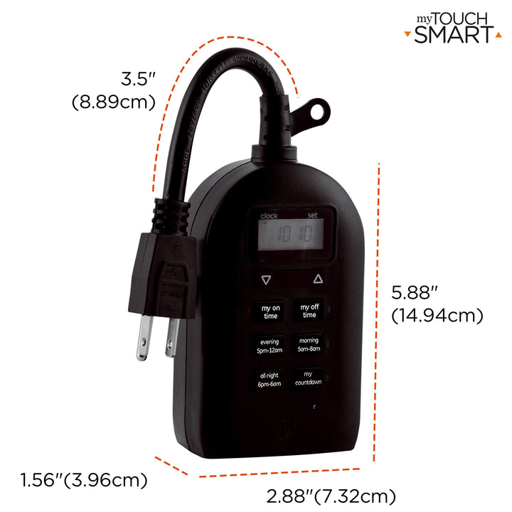myTouchSmart 26898-P1 Indoor/Outdoor Weather Resistant Digital Plug-in Timer, Custom Presets