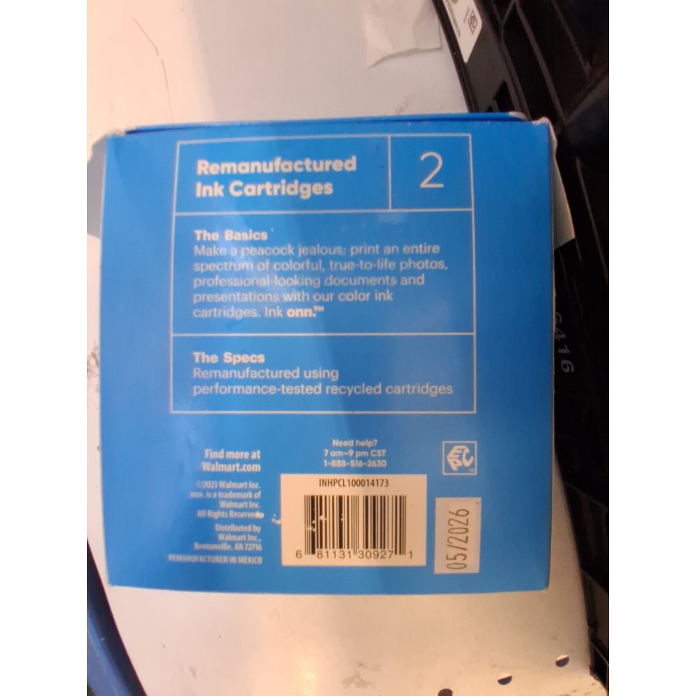Onn. INHPCL100014173 HP 64 Black and 64 Tri-Color Remanufactured Ink  2 Cartridges