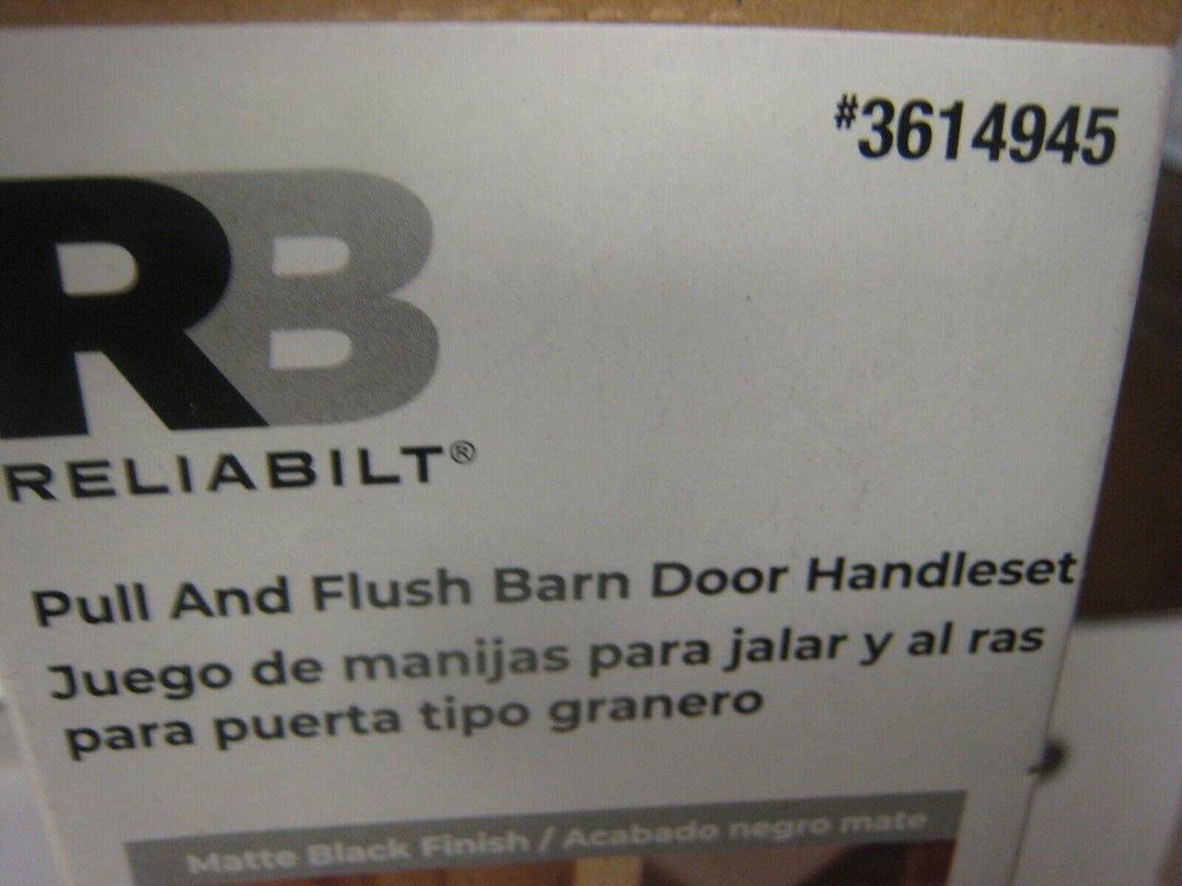 RELIABILT Pull & Flush Barn Door Handleset #3614945 Matte Black 11.5" Long