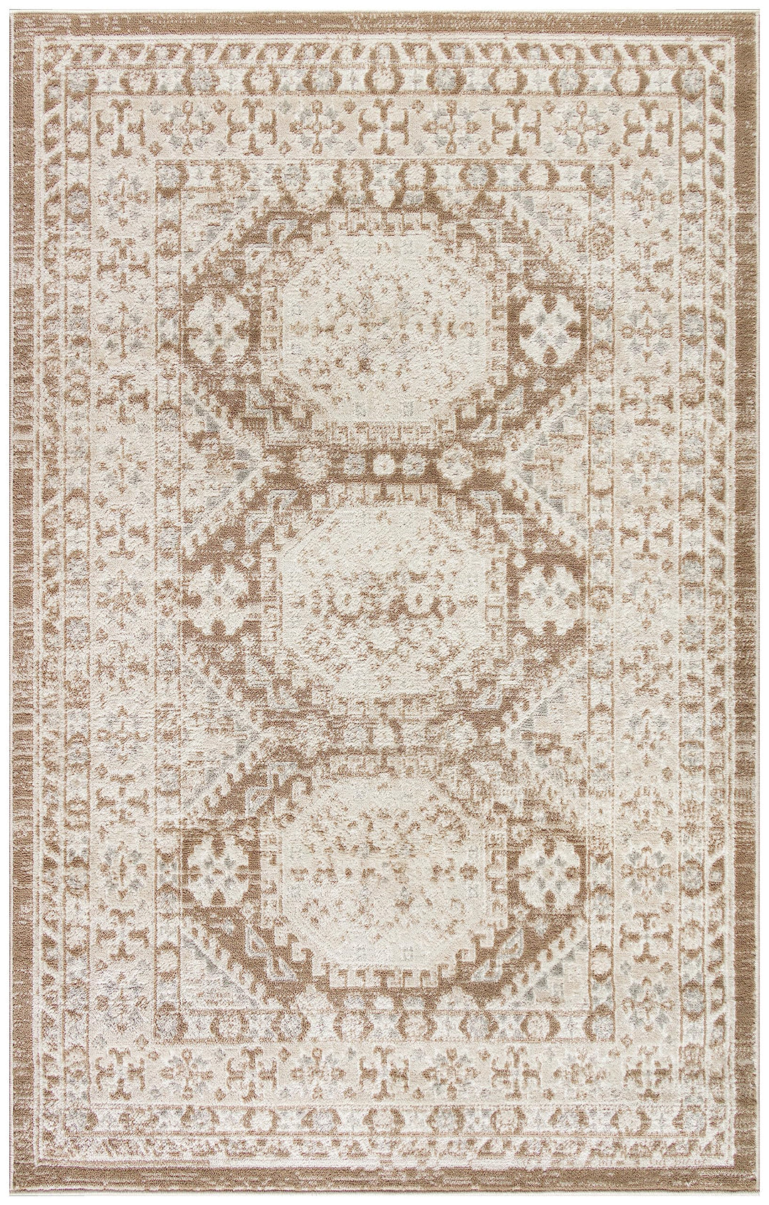 Nourison Home Serenity Home Ivory Mocha 3'11" x 5'11" Area Rug - Easy Clean, Non Shedding, Bed Room, Living Room, Dining Room, Kitchen (4' x 6') Retail $29.99