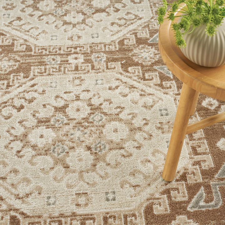 Nourison Home Serenity Home Ivory Mocha 3'11" x 5'11" Area Rug - Easy Clean, Non Shedding, Bed Room, Living Room, Dining Room, Kitchen (4' x 6') Retail $29.99