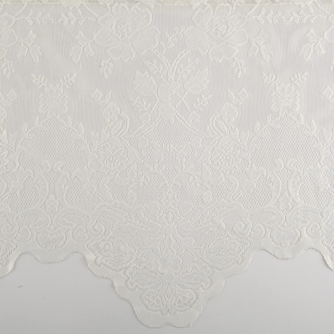 No. 918 Alison Floral Lace Sheer Rod Pocket Kitchen Curtain Tier Pair, 58" x 24", Ivory