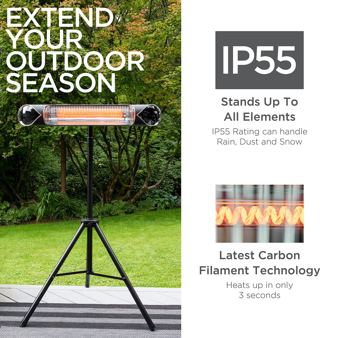 Briza Infrared Electric Patio Heater - Indoor/Outdoor Heater - Portable Wall/Garage Heater - 1500W - use with Stand - Mount to Ceiling/Wall)  No remote included Retail $180.00
