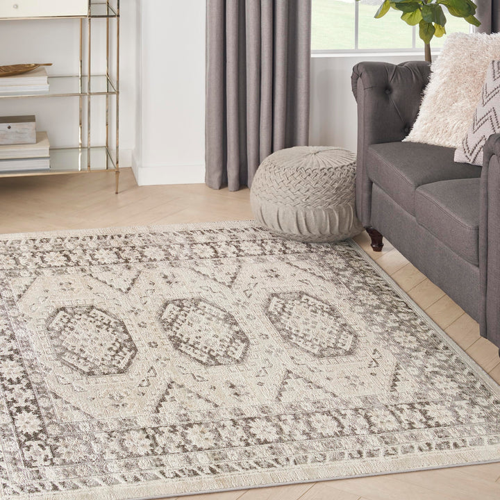 Nourison Home Serenity Home Ivory Mocha 3'11" x 5'11" Area Rug - Easy Clean, Non Shedding, Bed Room, Living Room, Dining Room, Kitchen (4' x 6') Retail $29.99