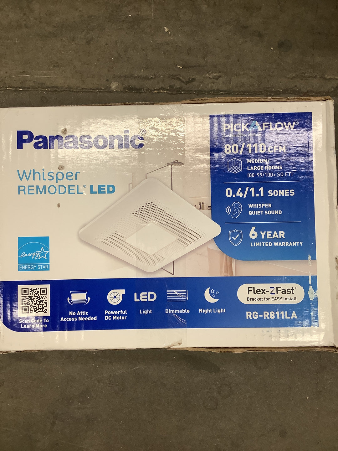 PAN 110 CFM 0.8 SONE LIT FAN