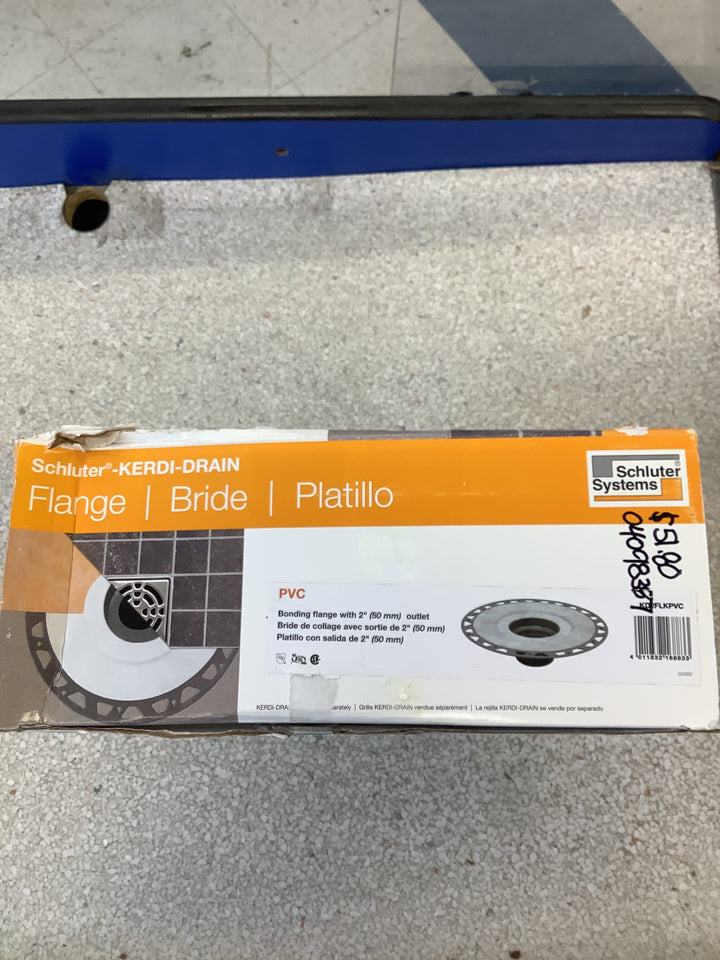 Schluter Kerdi-Drain PVC Shower Flange Kit with Preformed Waterproofing Corners - Ideal for New and Renovation Projects - 2-Inch Outlet, Easy Installation - KD2FLKPVC