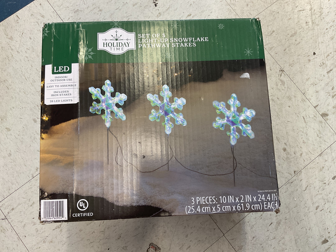 HoLIDAY TIME SET OF3 LIGHT_UP SNOWFLAKE PATHWAY STAKES